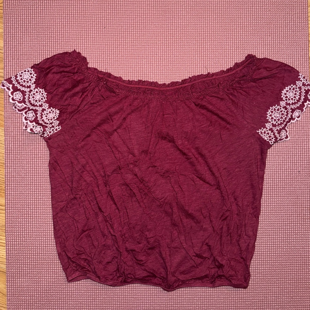 American Eagle Outfitters Crimson Ruffle Top